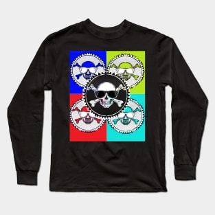 tattoo skull punk skateboard gothic pirate pop art rebel design Long Sleeve T-Shirt